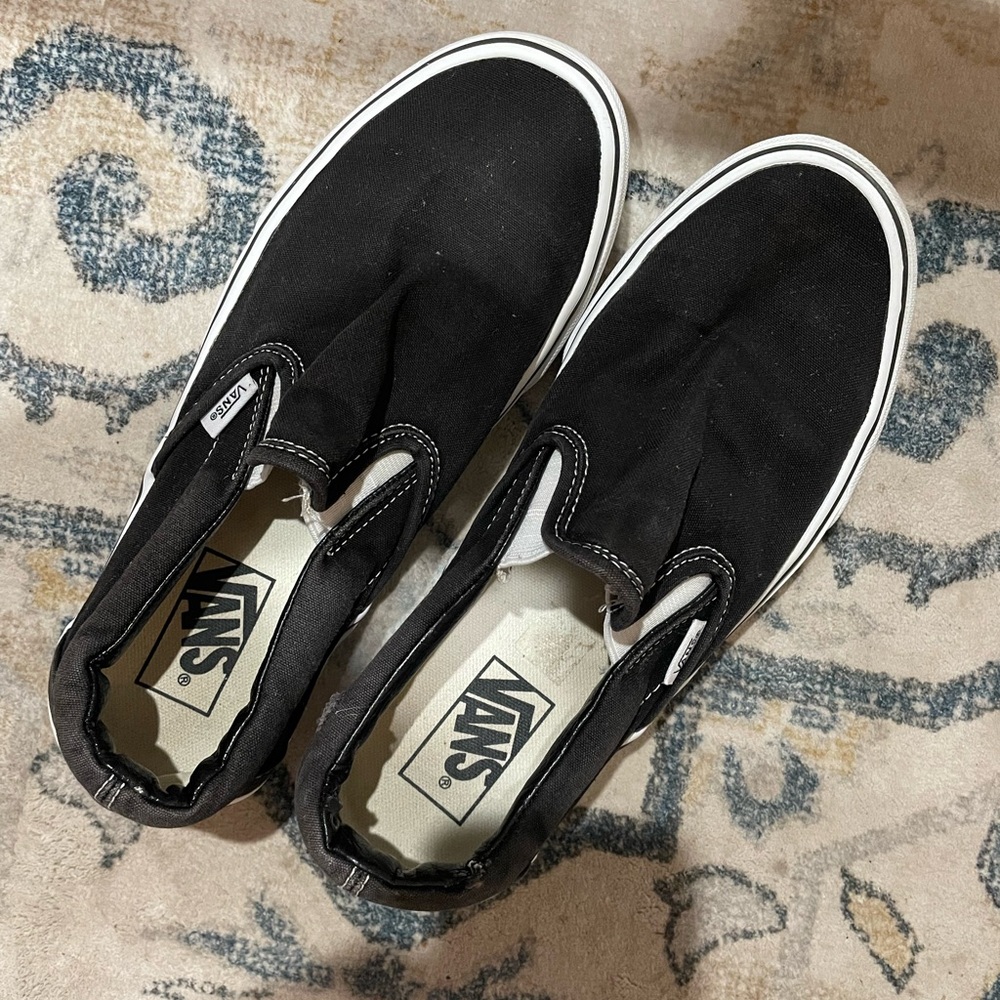 Black vans slip on sneakers size 9